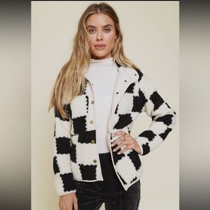 🆕Checker Fleece Jacket Black/White size Small